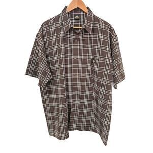 Lowrider Short Sleeve Plaid Shirt Brown Size L